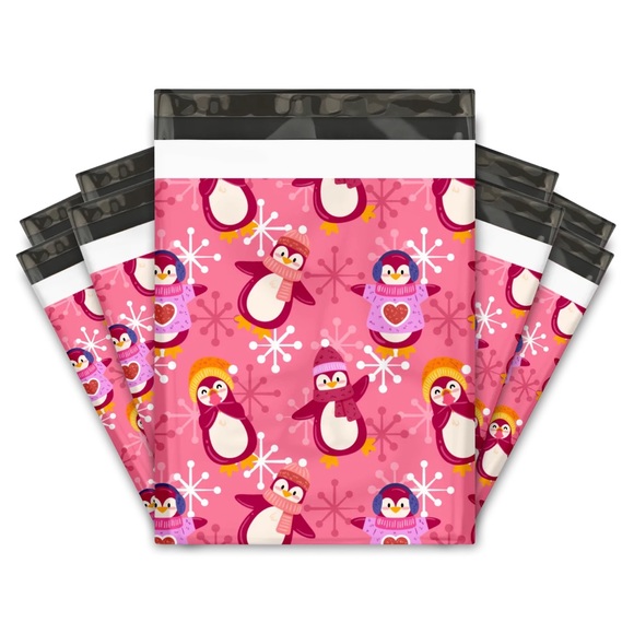 Pink Penguin 🐧 Friends Poly Mailers 10x13 Pack of 25 - Picture 4 of 6